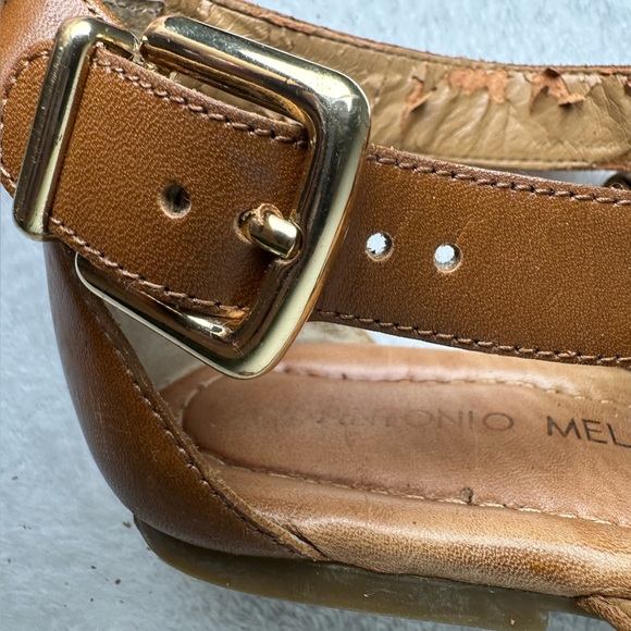 ANTONIO MELANI Tan Leather Buckle Sandals - Picture 12 of 12
